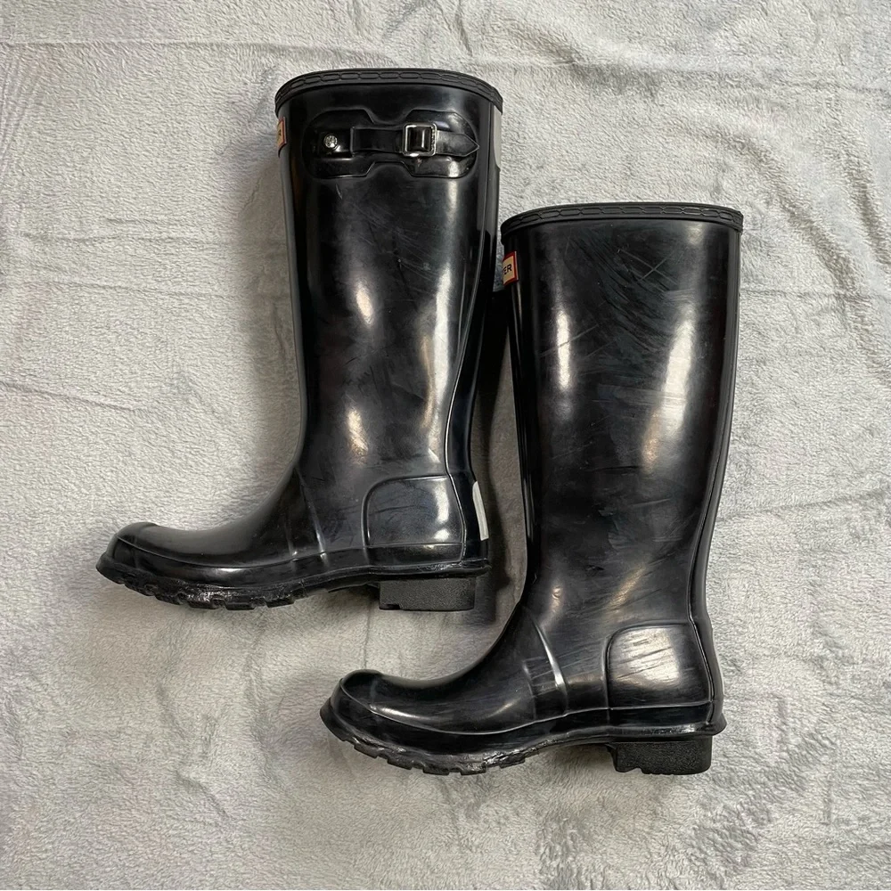 Kids Hunter Original Gloss Jet‎ Black Rain Boots 5/6